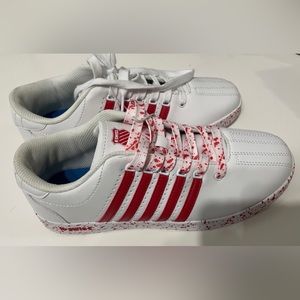 K swiss court sneakers. White/Red. Never been used. Like new.
